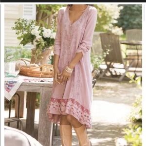 Soft Surroundings Genevieve dress  dusty rose pink Lace Trimmed tunic sz PS
